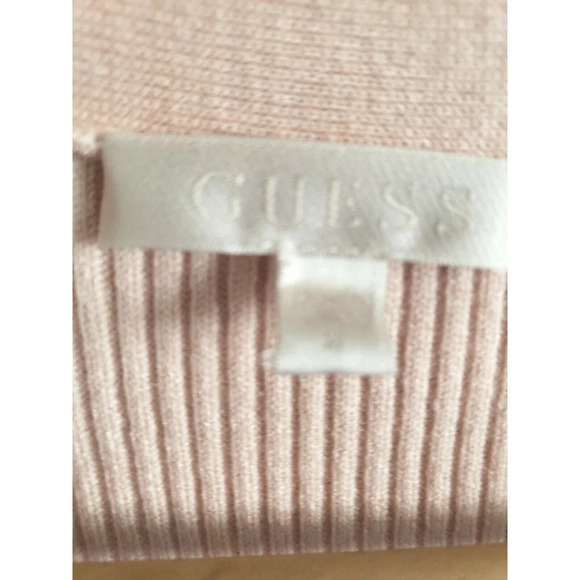 GUESS Dress Women's Medium Pink Knit Body Con Rose Gold Buttons - Picture 3 of 8